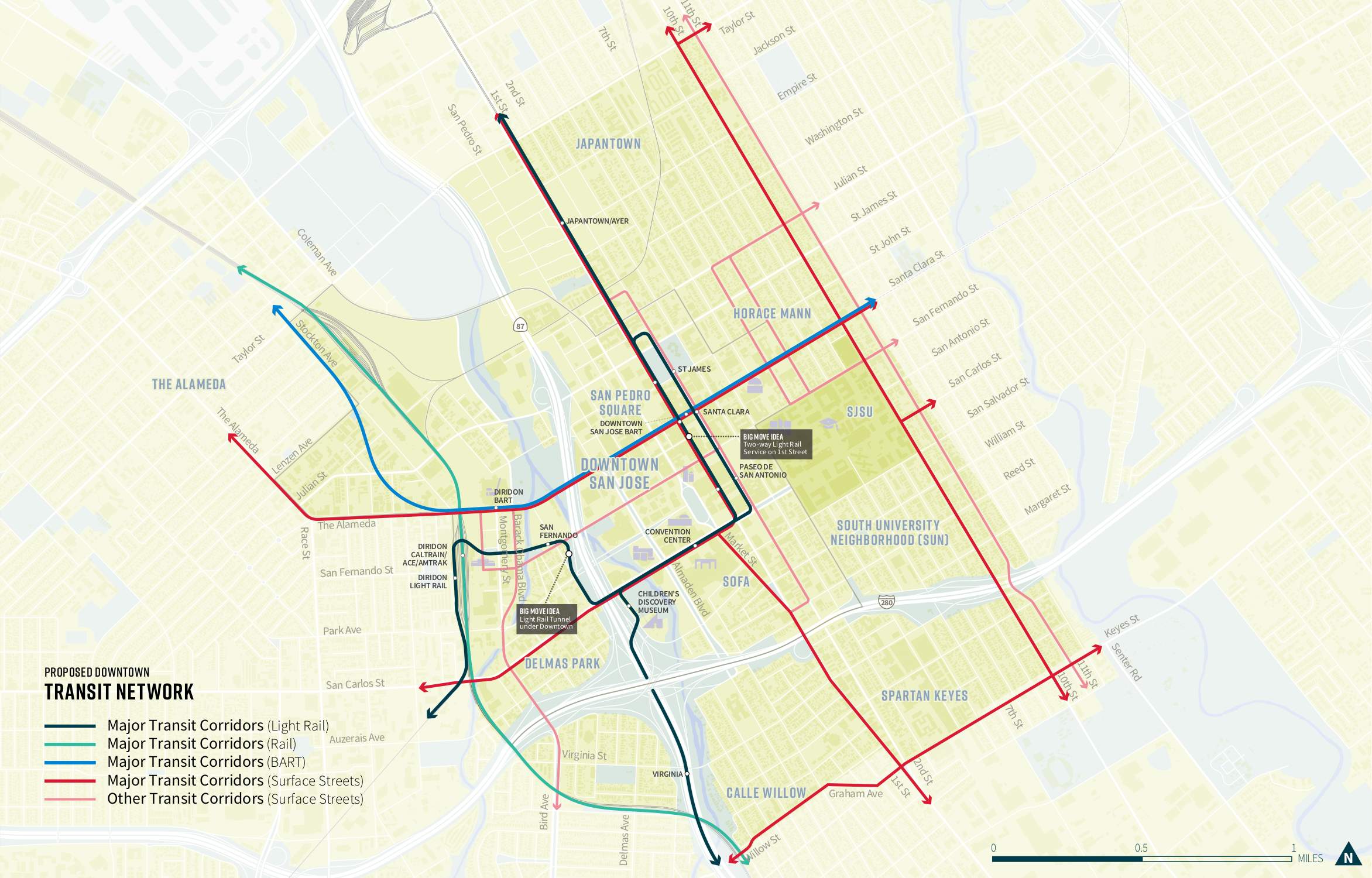 Map of proposed Downtown Transit Network